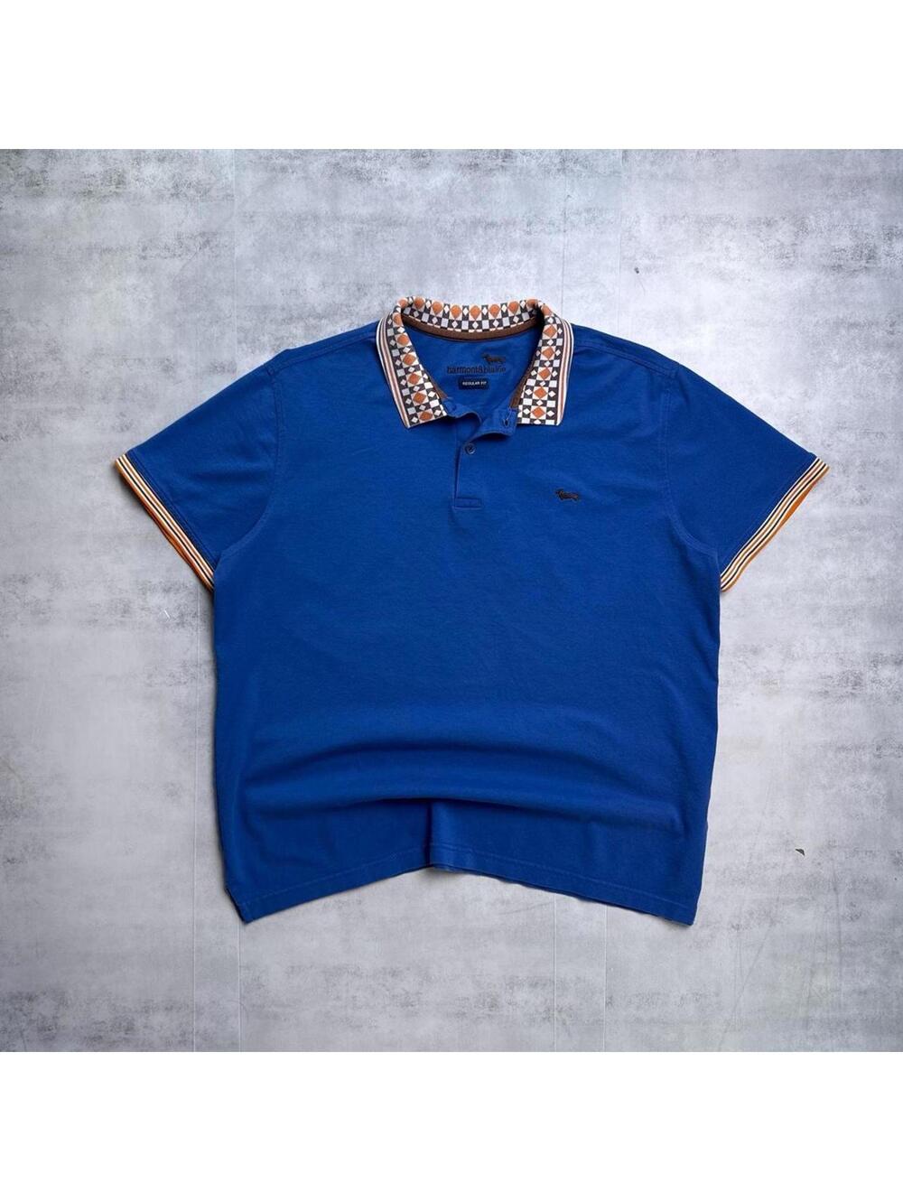Y2K Harmont & Blaine 00s Blue Polo Shirt